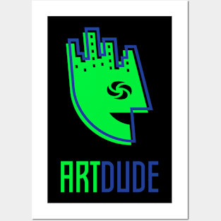 YourArtDude Logo In Lime And Blue Posters and Art